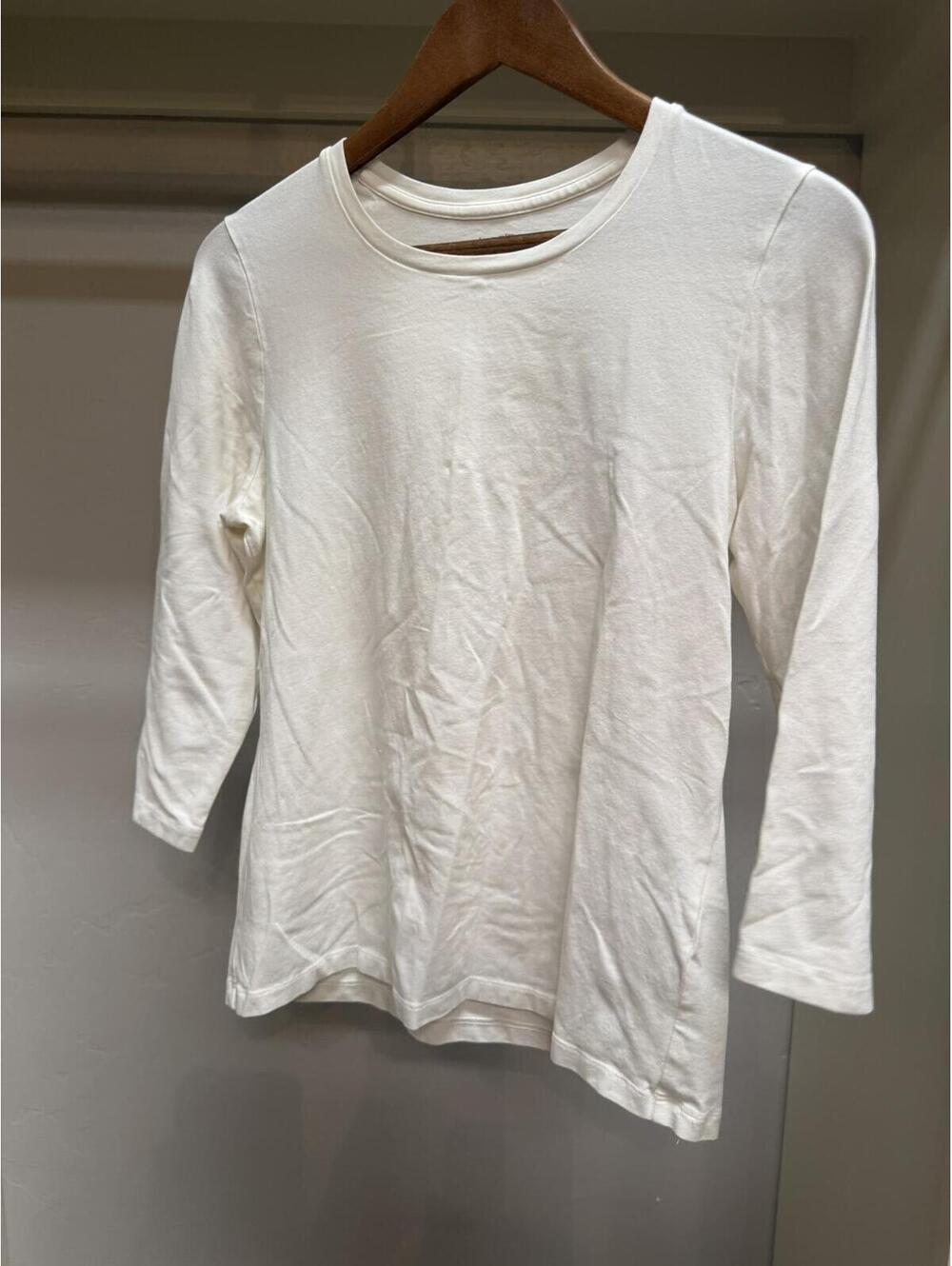 Chico's White Cotton-Spandex Blend Long Sleeve Tee Size 1